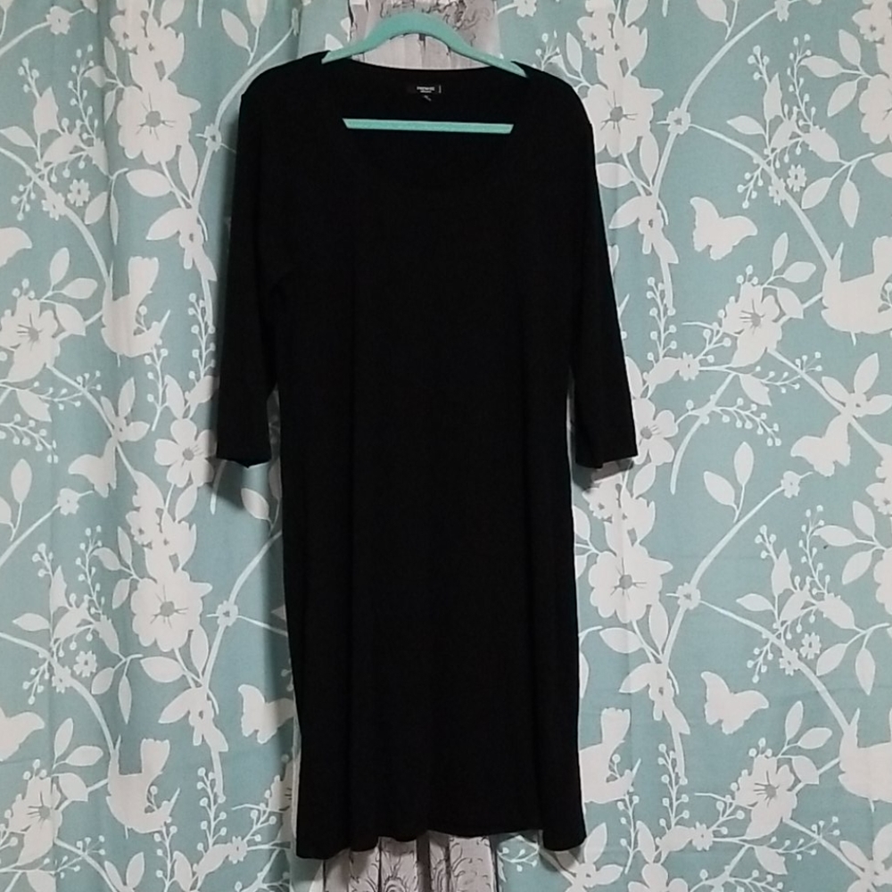 Cotton Black Above Knee Dress 0x